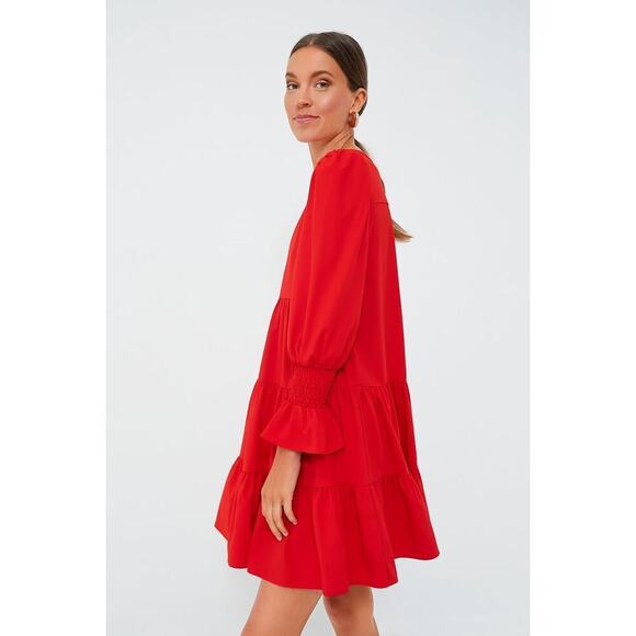 Tuckernuck Kenzo Dress Size XS Red Mini Long Sleeve Pomander Place - Picture 6 of 16